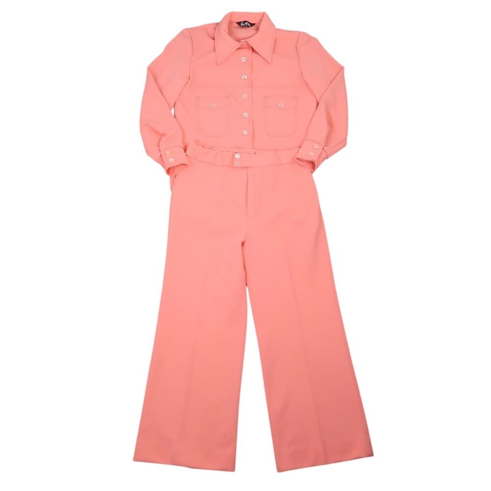 Women's Pink Cropped Jacket and Wide-Leg Trousers Set
